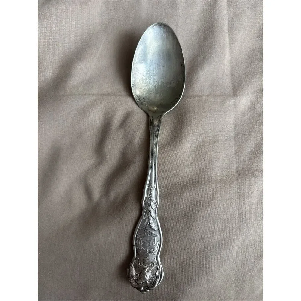 Antique Silverplate Maine Dirigo 1915 Souvenir Spoon‎ WM ROGERS 23.2g  #J4362
